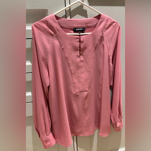 DKNY Long Sleeve oversized Rose Blouse, size XS - Picture 1 of 9